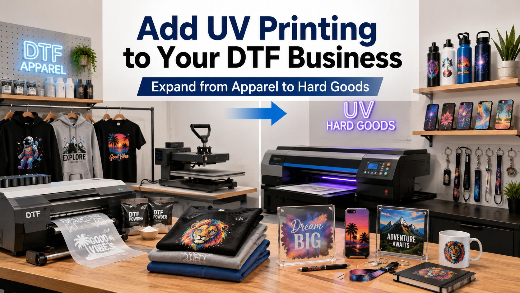 Adding UV printing to a DTF printing business