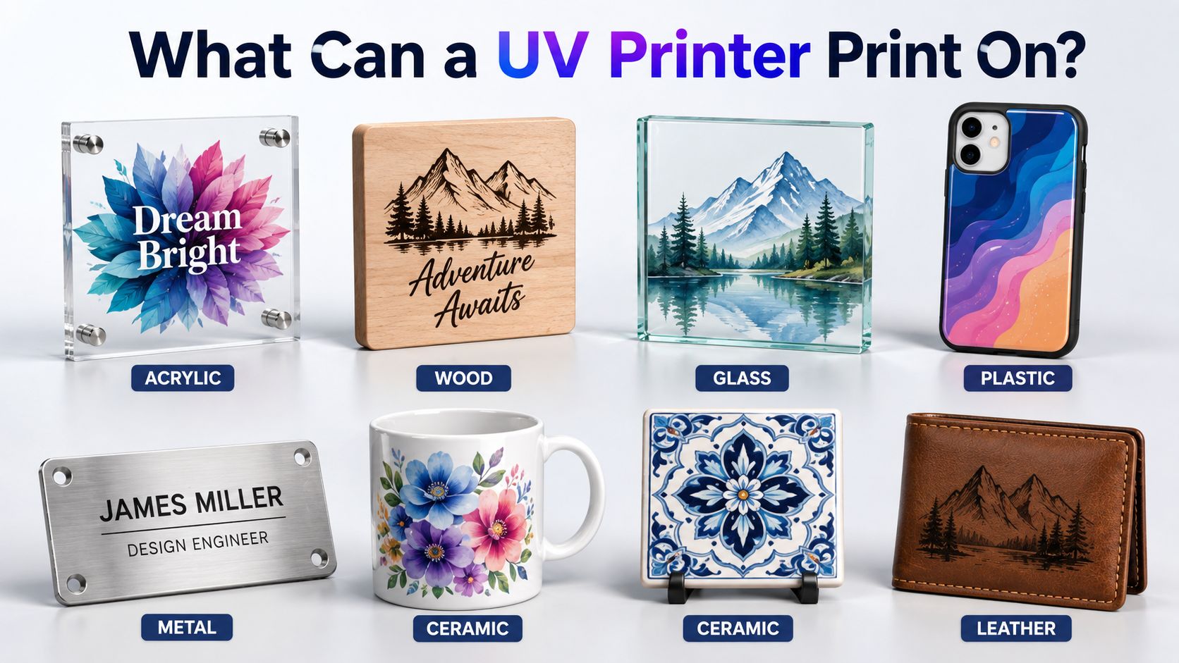 Materials that a UV printer can print on